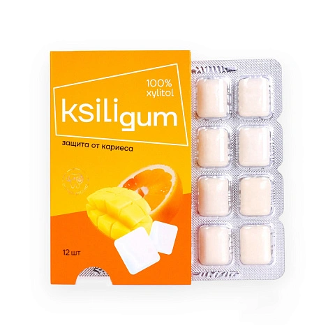Жевательная резинка Ksilibon Gum Манго-апельсин, 12 шт. - изображение 5