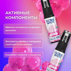 Спрей GLOBAL WHITE Energy Buuble Mint, 15 мл