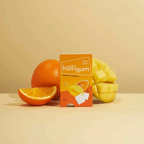 Жевательная резинка Ksilibon Gum Манго-апельсин, 12 шт. - изображение 2
