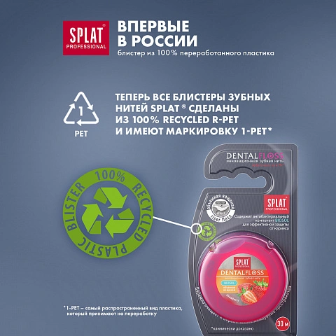 Вощеная нить Splat Dental Floss с клубникой, 30 м - изображение 4