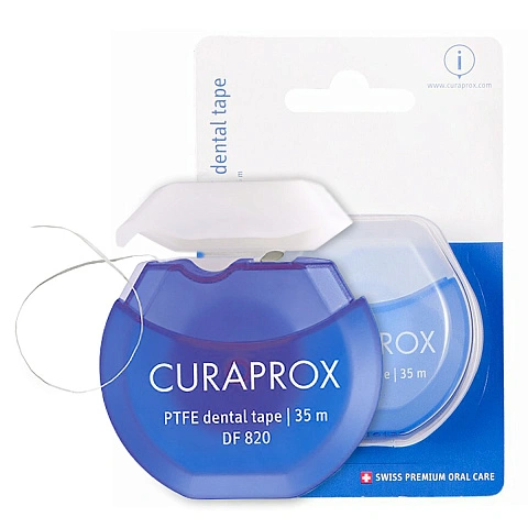 Флосс Curaprox PTFE floss tape DF820 с хлоргексидином, 35 м - изображение 1