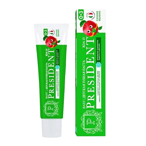 Зубная паста PRESIDENT Сочное яблоко (0-3 лет), 45 г - изображение 1