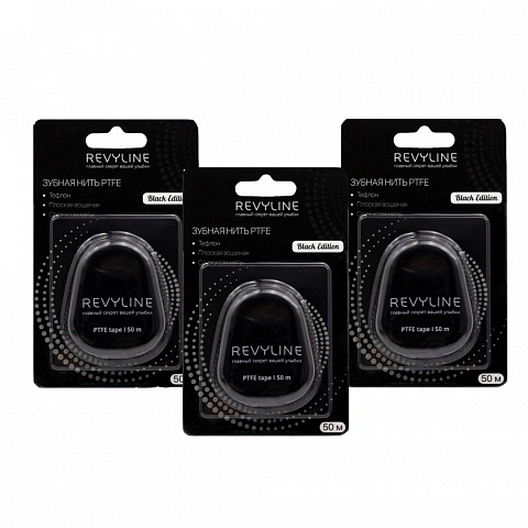 Набор из 3 зубных нитей Revyline PTFE Black Edition - изображение 1