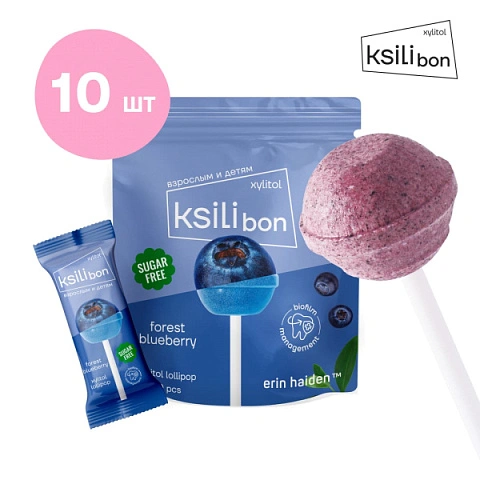 Леденец на палочке Ksilibon Lollipop Голубика, 10 шт. - изображение 1