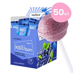 Леденец на палочке Ksilibon Lollipop Голубика, 50 шт.