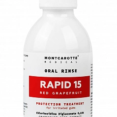 Ополаскиватель Montcarotte RAPID15 Красный грейпфрут, хлоргексидин 0,15% 200 мл